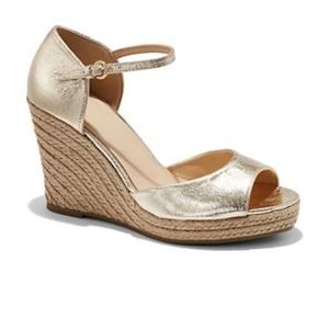 Gold espadrilles wedge sandals